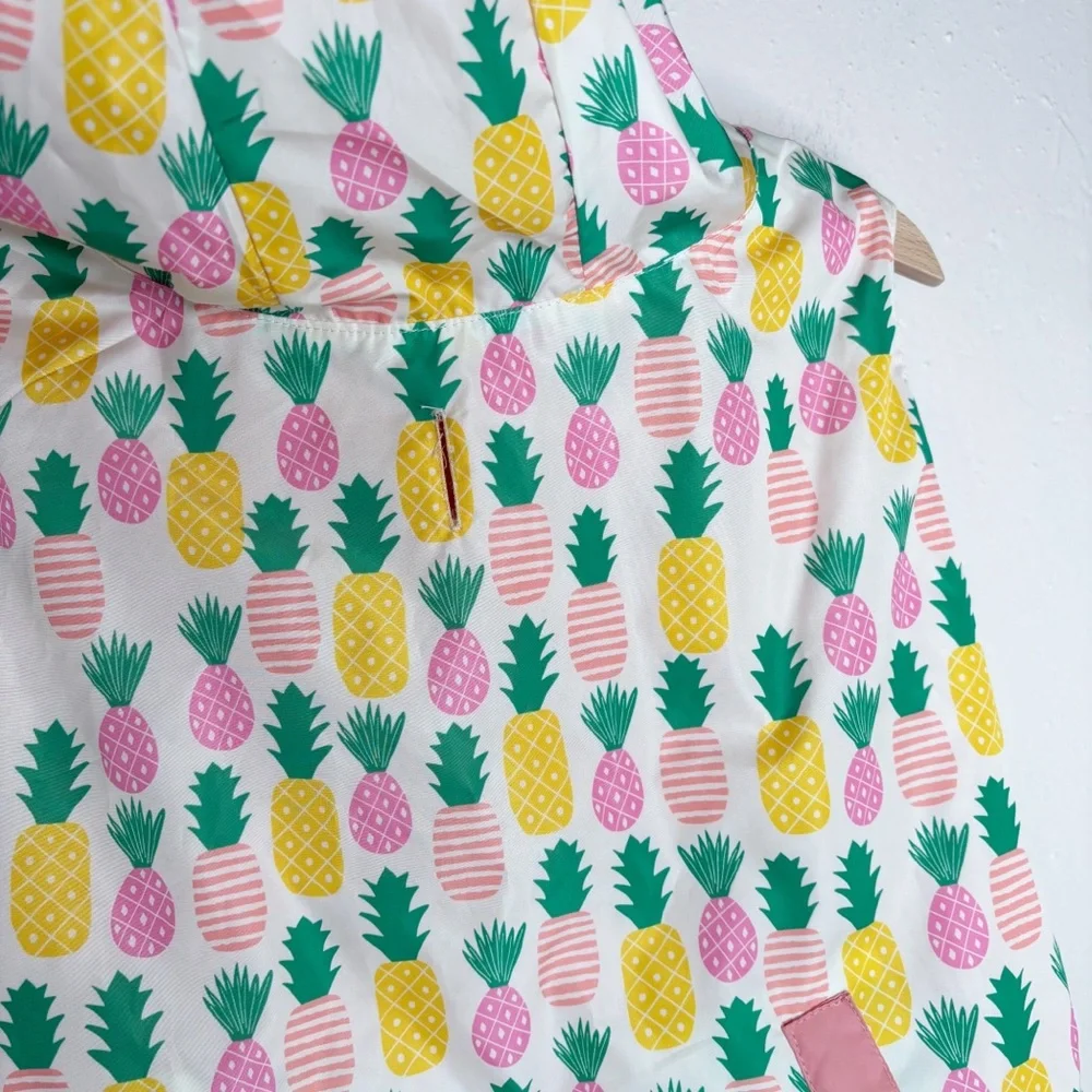 Lucy & Co. Pineapple Hooded Reversible Dog Rain Coat Pink Size XL EUC